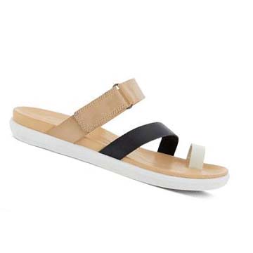 Women's Ecco Simpil Flat Toe-loop Sandals White / Black | Canada 193WNB